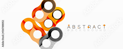 Abstract geometric pattern with interlocking circular and tubular shapes featuring smooth gradients, sharp contrasts, and dynamic layering