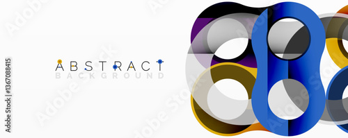 Abstract geometric pattern with interlocking circular and tubular shapes featuring smooth gradients, sharp contrasts, and dynamic layering