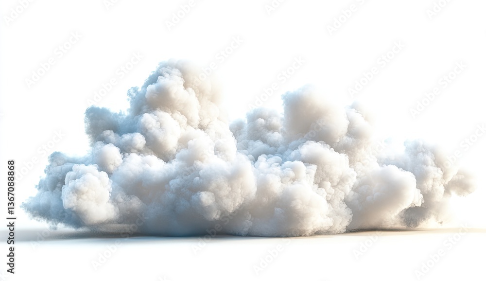 Naklejka premium Dense, fluffy cloud formation against a white background