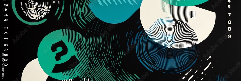 Obraz premium Abstract Circles Background with Question Mark and Numbers Pattern Graphic Design