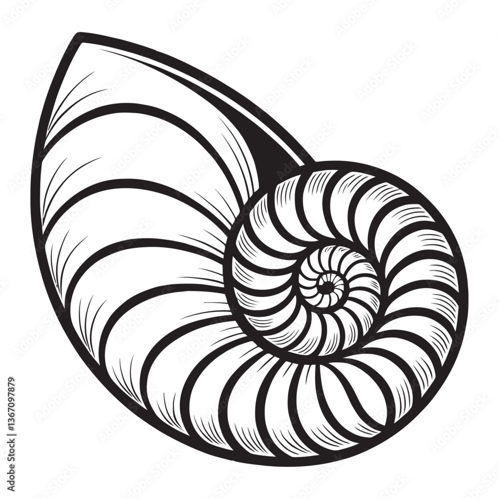 Obraz premium Ornate Nautical Shell Design in Vector Graphics