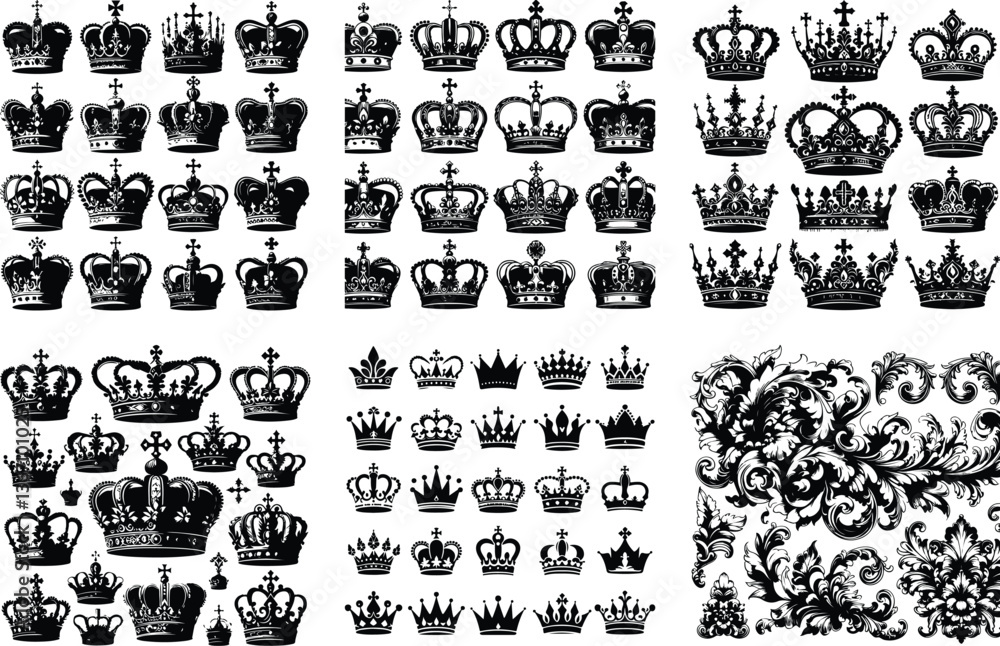 Elegant Crown Vector Collection Elegant Crown Vector Collection