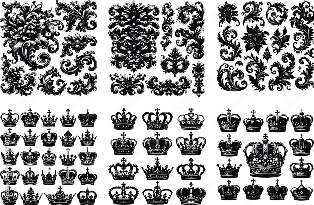 Obraz premium Elegant Crown Vector Collection