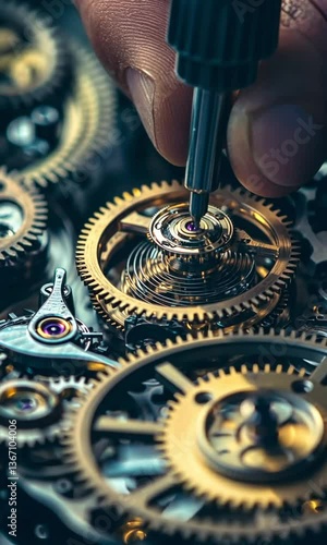 Close-up view of a watch mechanism during the repair process, showcasing intricate details.