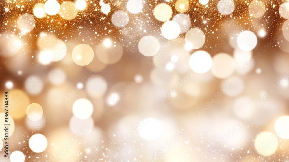 Golden and white bokeh lights create a festive background Golden and white bokeh lights create a festive background