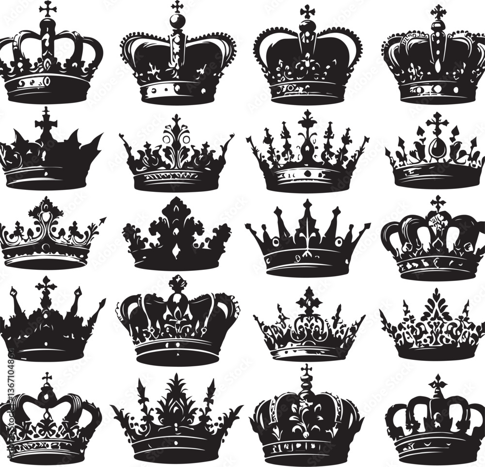 : Elegant Crown King Element Vector Collection : Elegant Crown King Element Vector Collection