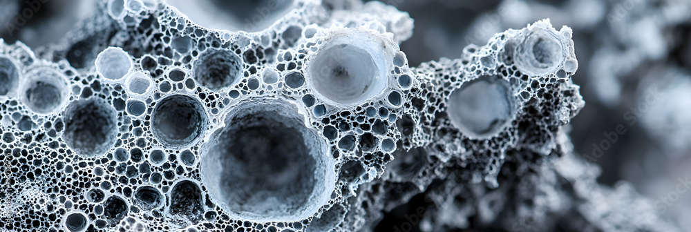 Abstract Black and White 3D Render of Porous Cellular Structure Abstract Black and White 3D Render of Porous Cellular Structure