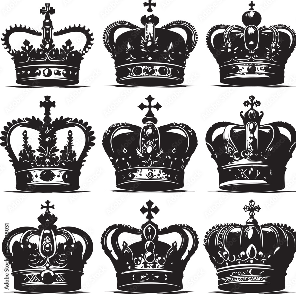 Obraz premium : Elegant Crown King Element Vector Collection