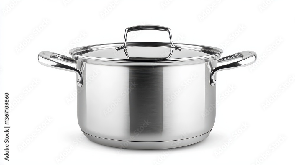 Stainless steel pot isolated on white background. Generative AI illustration Stainless steel pot isolated on white background. Generative AI illustration