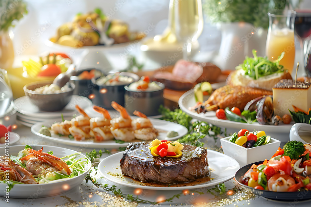 Exquisite Culinary Feast in Luxurious Dining Setting Exquisite Culinary Feast in Luxurious Dining Setting
