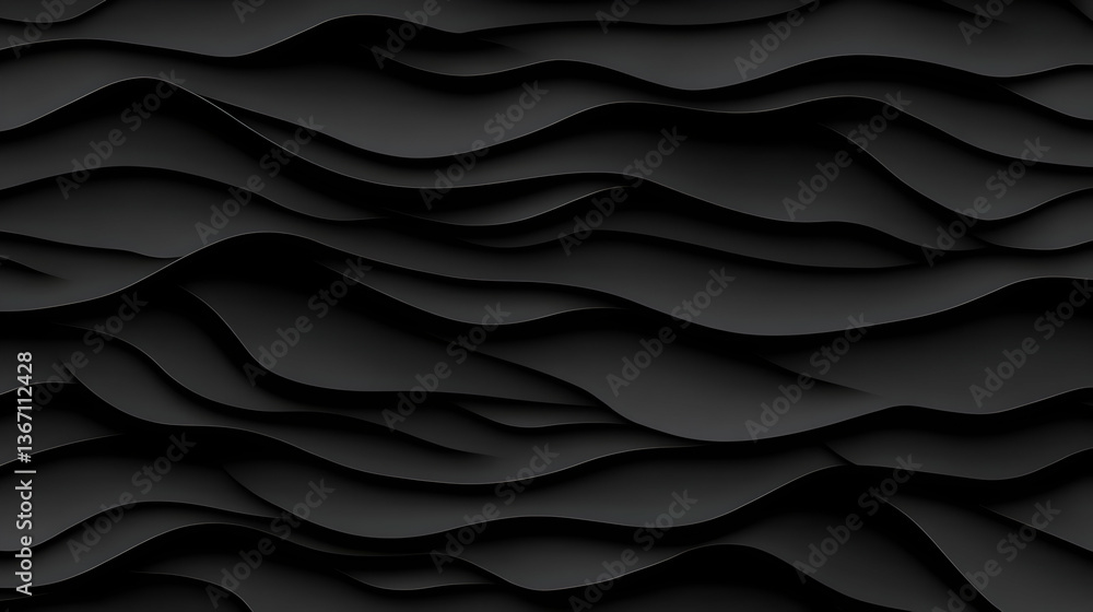 Polished, semigloss wall background with tiles. Triangular tile wallpaper with 3D black blocks. 3D Render Polished, semigloss wall background with tiles. Triangular tile wallpaper with 3D black blocks. 3D Render