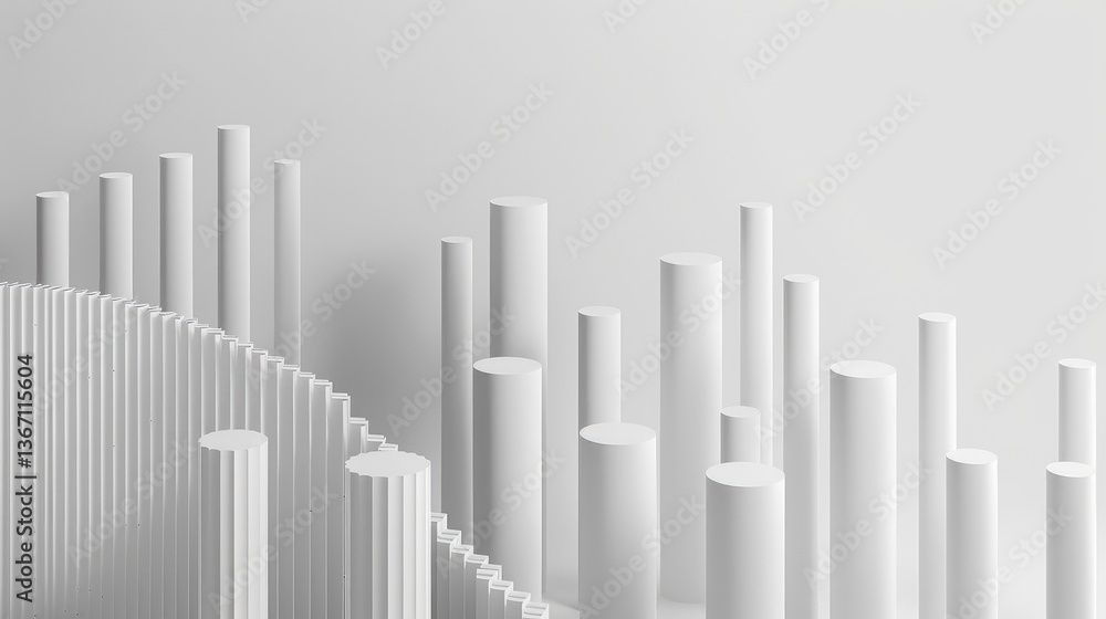 Abstract White Cylinders on a Minimalist Background Abstract White Cylinders on a Minimalist Background