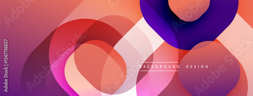 Circular abstract design with overlapping translucent circles and round shapes, blending gradients and smooth curves, creating depth, contrast, and a dynamic visual effect