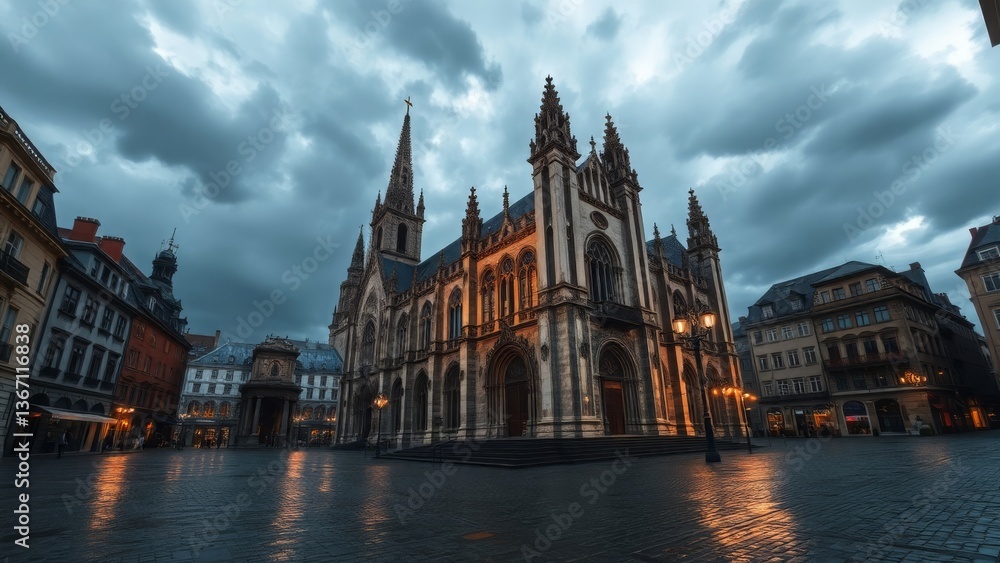 Fototapeta premium Majestic Church Under a Stormy Sky