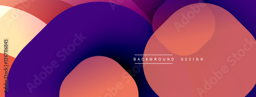 Circular abstract design with overlapping translucent circles and round shapes, blending gradients and smooth curves, creating depth, contrast, and a dynamic visual effect