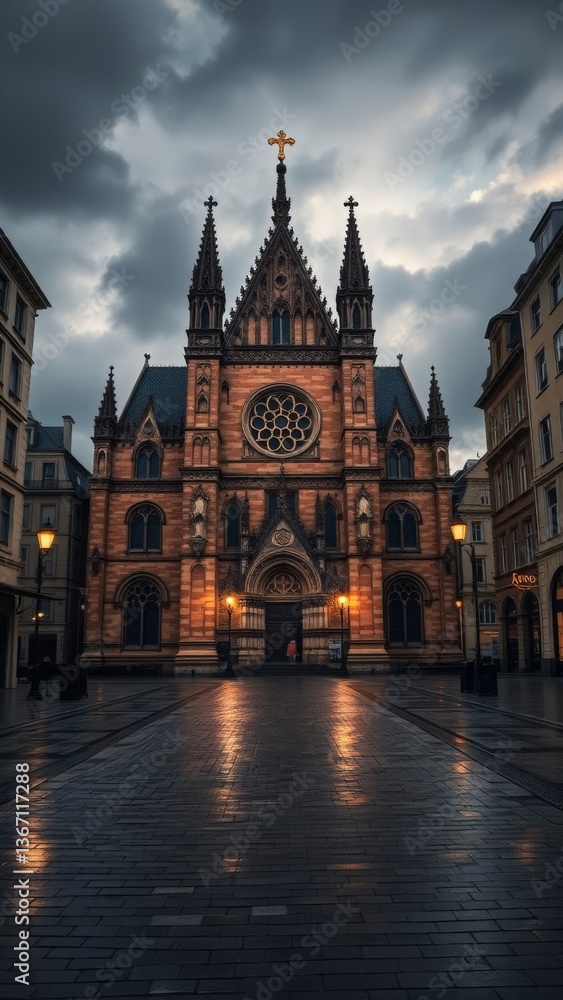 Obraz premium The Beauty of a European Cathedral at Twilight