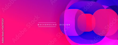Circular abstract design with overlapping translucent circles and round shapes, blending gradients and smooth curves, creating depth, contrast, and a dynamic visual effect