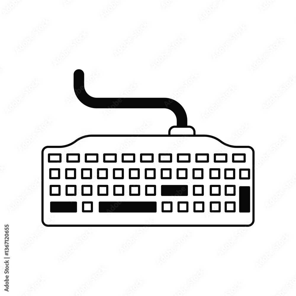 keyboard glyph outline icon with white background vector stock illustration