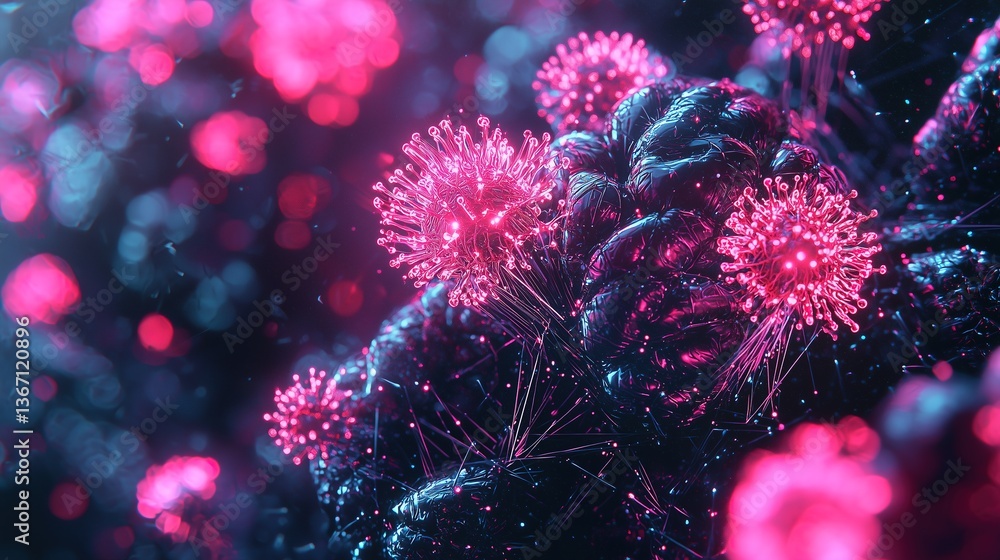 Fototapeta premium Hybrid Quantum AI Neural Network with a Glowing Brain in a Futuristic Digital Landscape