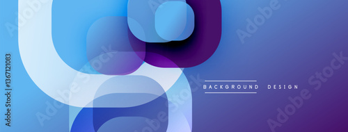Circular abstract design with overlapping translucent circles and round shapes, blending gradients and smooth curves, creating depth, contrast, and a dynamic visual effect