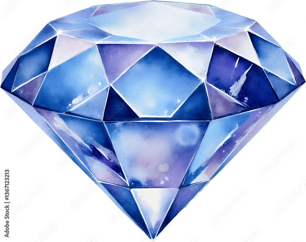 Blue Diamond, Faceted Gemstone, Transparent Background Blue Diamond, Faceted Gemstone, Transparent Background