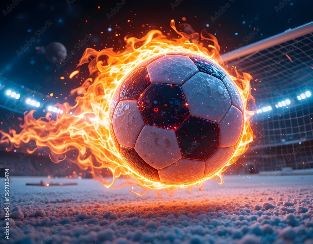 Fototapeta premium soccer ball in fire