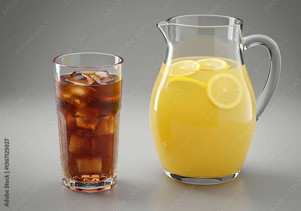 Enjoy Refreshing Summer Beverages Pitcher of Lemonade and Iced Drink Enjoy Refreshing Summer Beverages Pitcher of Lemonade and Iced Drink