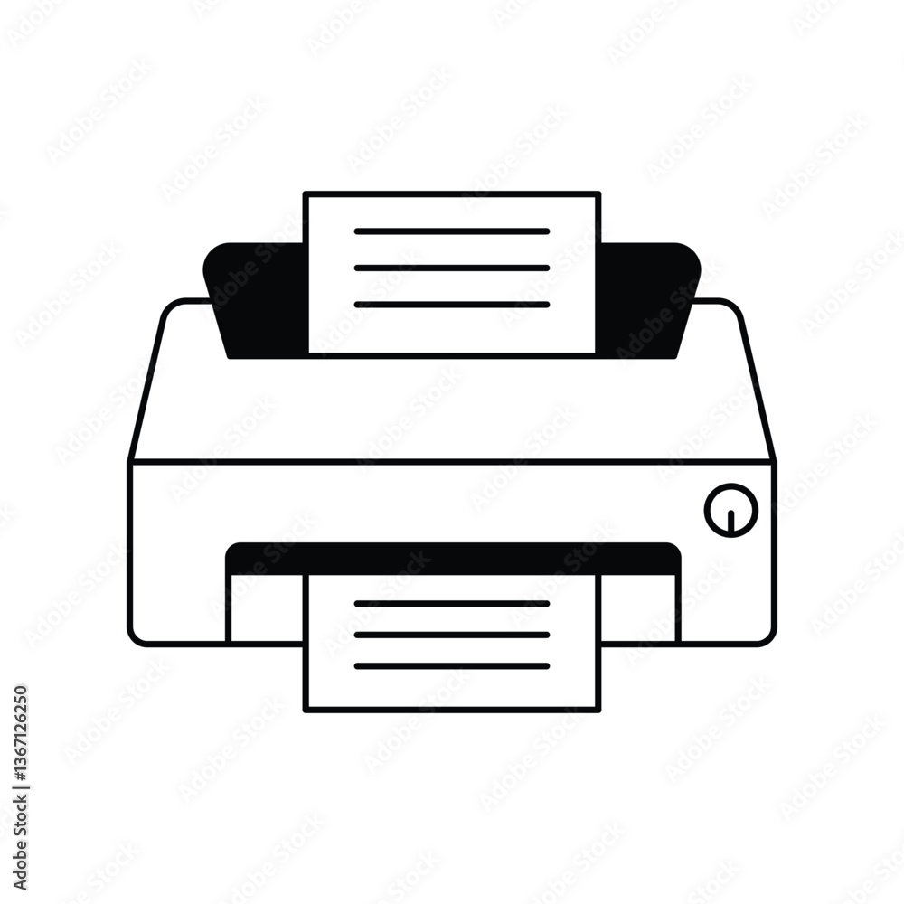 printer glyph outline icon with white background vector stock illustration printer glyph outline icon with white background vector stock illustration