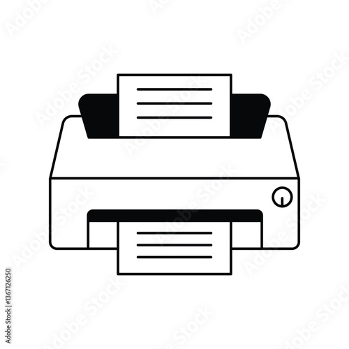 printer glyph outline icon with white background vector stock illustration