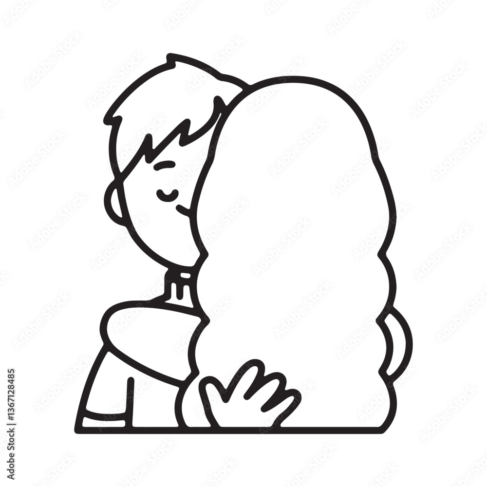Embracing Couple Line Art Vector, Romantic Hug Illustration, Love and Affection Graphic Embracing Couple Line Art Vector, Romantic Hug Illustration, Love and Affection Graphic