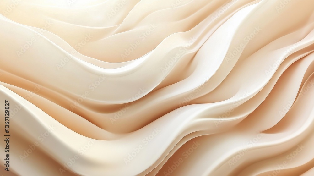 Obraz premium Smooth flowing beige and white abstract waves smooth, peach colored surface with a subtle gradient. illustration