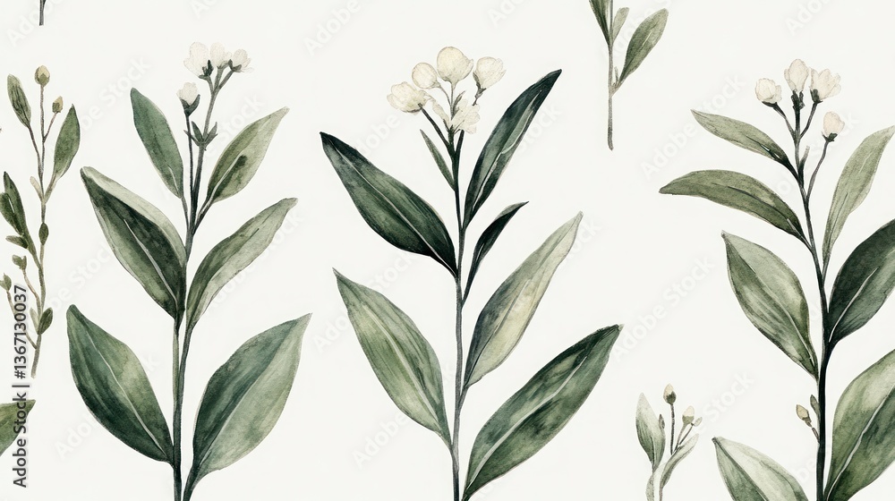 Delicate floral pattern with greenery Delicate floral pattern with greenery
