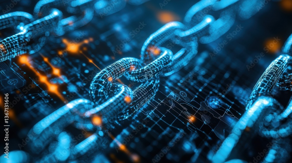 Obraz premium Exploring blockchain technology and intellectual property rights in the global digital economy virtual perspective innovation illustration