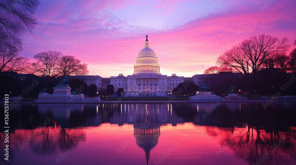 Obraz premium Election Divide: US Capitol at Sunset. illustration