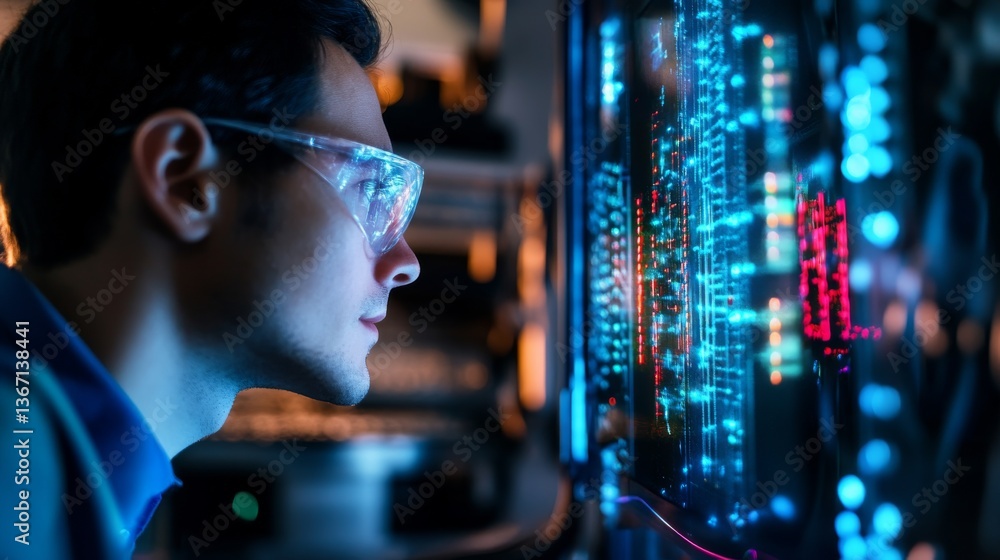 A scientist operating a quantum computer, futuristic lab background with quantum chips and processors, Quantum-tech style A scientist operating a quantum computer, futuristic lab background with quantum chips and processors, Quantum-tech style