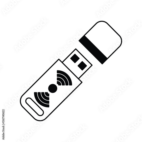 dongle glyph outline icon with white background vector stock illustration