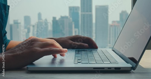 Developer refining code near urban skyline, developer inspired by modern architecture, developer bridging innovation with creative design, powerful material for tech or startup storytelling.