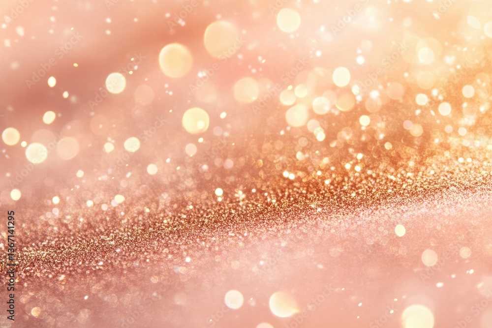 Rose gold glitter and bokeh light on a soft pink background. Use for elegant design, festive cards, or beauty advertisements. Rose gold glitter and bokeh light on a soft pink background. Use for elegant design, festive cards, or beauty advertisements.