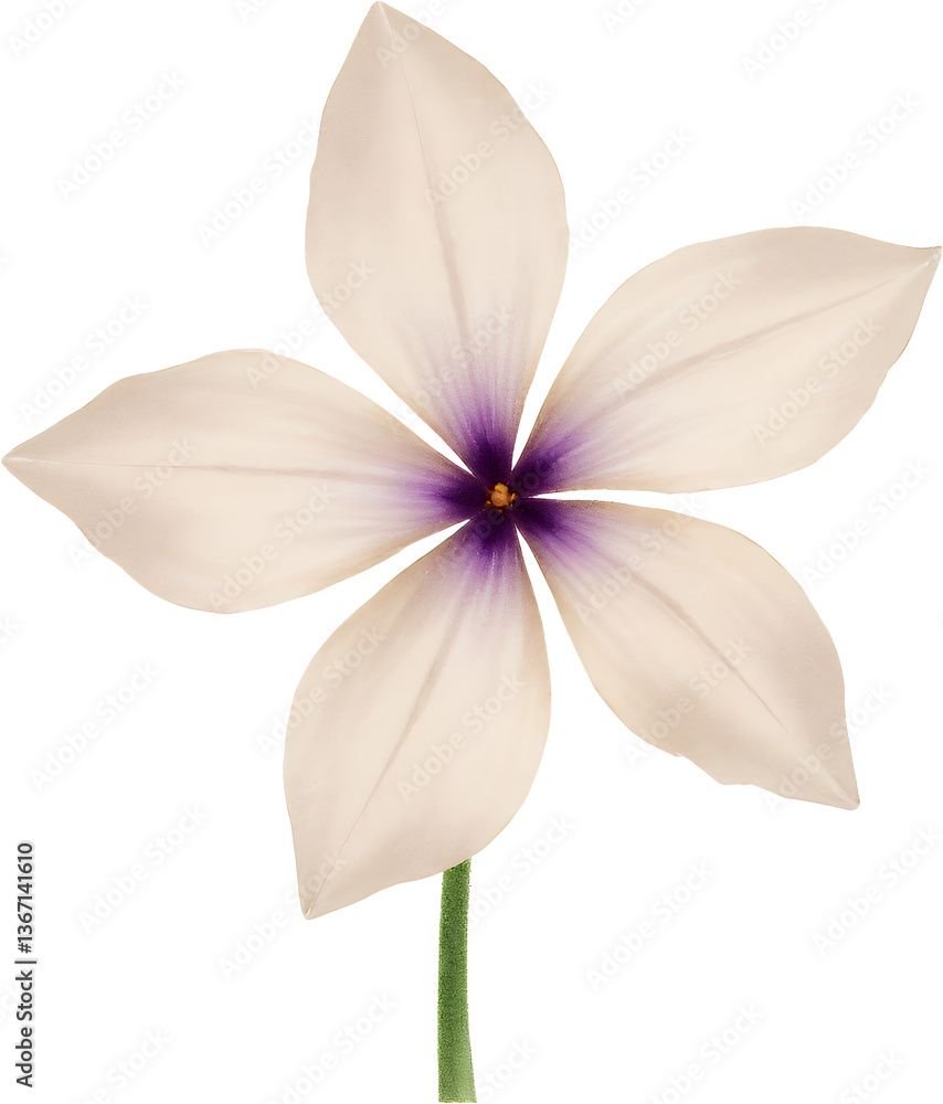 Obraz premium Five-petal flower, purple center, transparent background.
