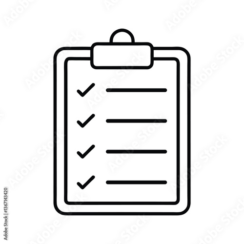 Simple Line Art of a Clipboard with Checklist