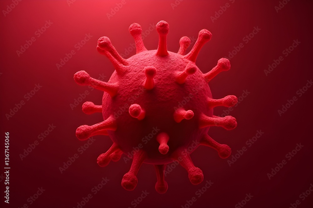 Naklejka premium The virus is depicted as a spherical structure with spike-like protrusions. This image is ideal for use in medical, scientific, and health-related content. Health care concept 