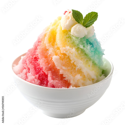 Εκτύπωση καμβά Delicious colorful shaved ice dessert in a white bowl