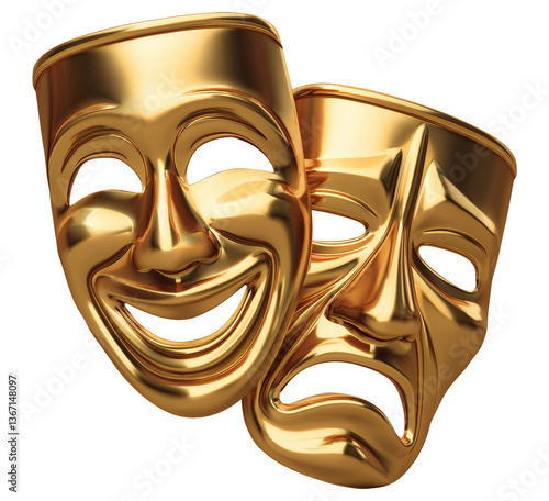 comedy and tragedy masks isolated on transparent background