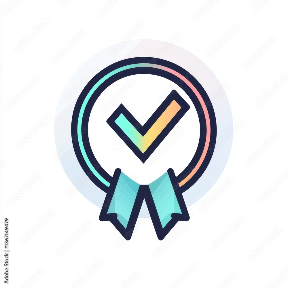 Colorful Approved Icon with Ribbon Colorful Approved Icon with Ribbon