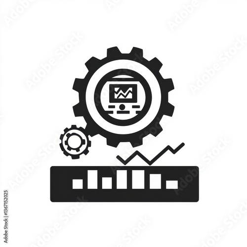Data analysis, gear, progress, increasing, metrics, dashboard, infographic, in-progress