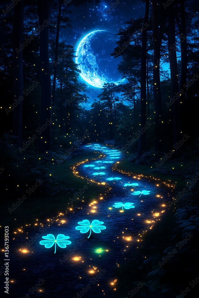 Night Forest Stream Path Night Forest Stream Path