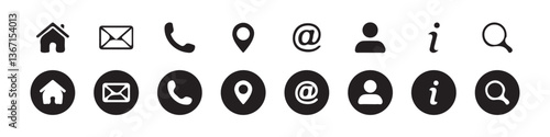 Contact icon vector set. Phone, Call, Email, Address, Website,  Mobile, icons. Social media icons. vector illustration eps 10.