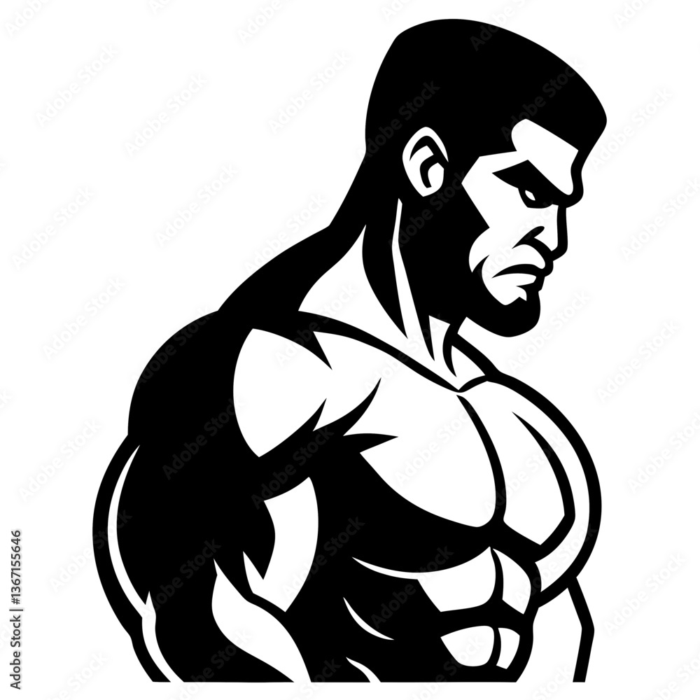 Black and white vector illustration of a person's face Black and white vector illustration of a person's face