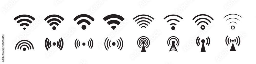 Wifi icon set. signal vector icon. Wireless icon vector. Wireless symbol collection. Internet sign. vector illustration eps 10. Wifi icon set. signal vector icon. Wireless icon vector. Wireless symbol collection. Internet sign. vector illustration eps 10.