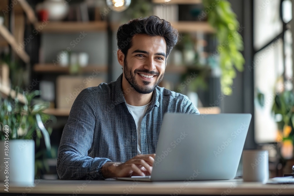 Young successful hispanic businessman talking on video call using laptop, man inside office at workplace, online meeting with colleagues and partners Young successful hispanic businessman talking on video call using laptop, man inside office at workplace, online meeting with colleagues and partners